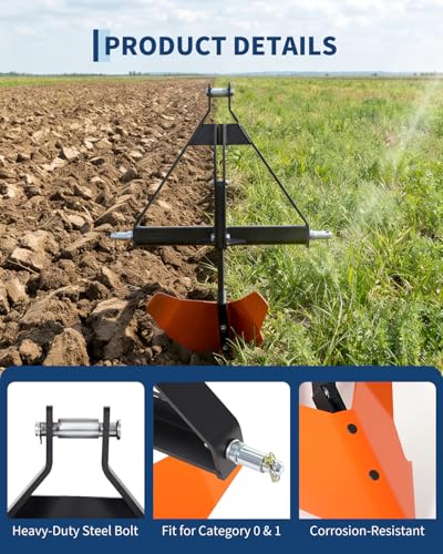 Heavy Duty 3-Point Quick Hitch Middle Buster Plow for Category 1 Tractors