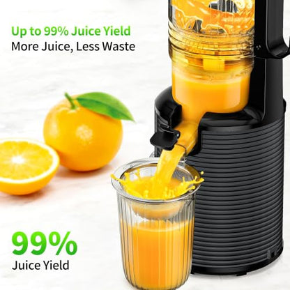 5ive Cold Press Juicer, 5.1 Inch Wide Chute Slow Masticating Extractor - color: Black Gray-1