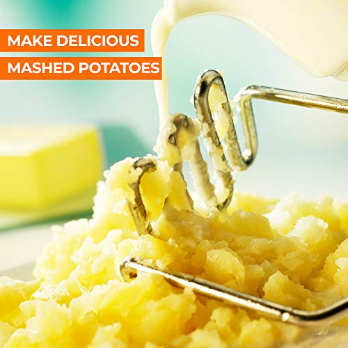 Zulay Kitchen Stainless Steel Potato Masher – Heavy-Duty, Non-Scratch, Dishwasher-Safe Masher with Food-Grade Silicone for Smooth & Fluffy Mashed Potatoes, Avocados & More – Sturdy & Durable Design - color: Stainless Steel Silver