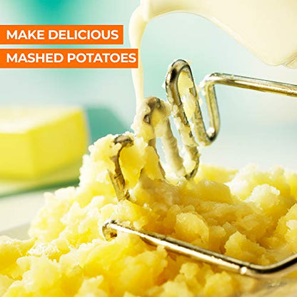 Zulay Kitchen Stainless Steel Potato Masher – Heavy-Duty, Non-Scratch, Dishwasher-Safe Masher with Food-Grade Silicone for Smooth & Fluffy Mashed Potatoes, Avocados & More – Sturdy & Durable Design - color: Stainless Steel Silver