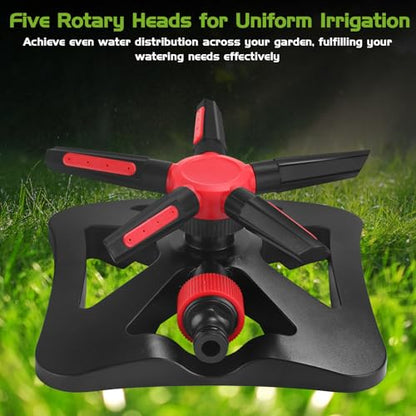 Tujoe 2 Pack Sprinklers for Yard Lawn Sprinkler with Metal Base Heavy 360 Degree Large Area Irrigation Duty Adjustable Circular Impulse Lawn Sprinkler for Medium to Large Garden, Yard(Red Black) - color: Red Black