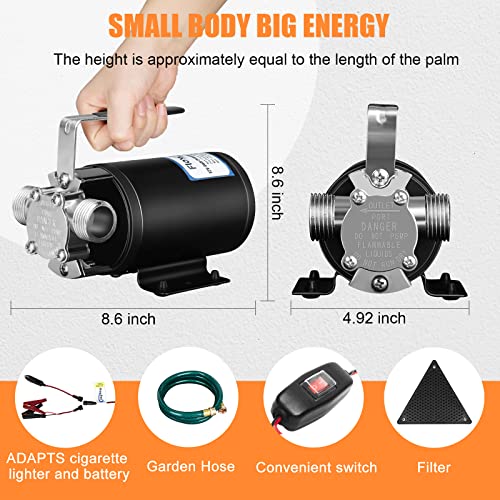 12V Water Transfer Pump 1/10HP Electric Water Pump Utility Pump-Ciger - style: Black-dual mode