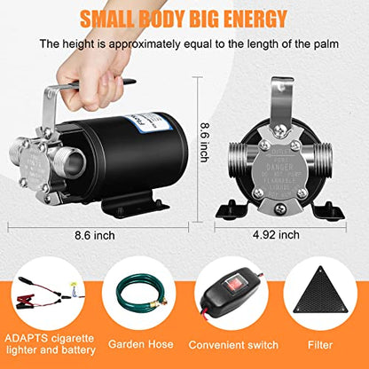 12V Water Transfer Pump 1/10HP Electric Water Pump Utility Pump-Ciger - style: Black-dual mode