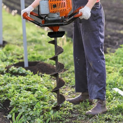 Gas Post Hole Digger 62cc, One Man Earth Auger Powerhead with 3 Bits