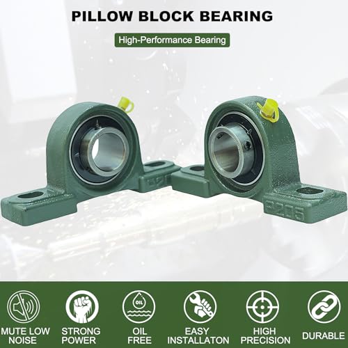 2 Pack UCP205-16 Pillow Block Mounted Ball Bearing - 1" Bore - Solid Cast Iron Base - Self Aligning - style: UCP205-16