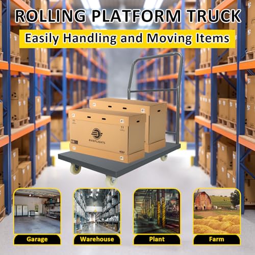 Heavy Duty Platform Truck Moving Flatbed Cart, 24"x36"Push Dolly, 2000 LBS Dolly Cart Flatform with Wheels and Handle, Steel Flatbed Cart for Luggage Moving, Shopping - size: 24"x36"