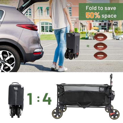 Timber Ridge Collapsible Wagon Cart with Brakes - color: Gray, size: 200L