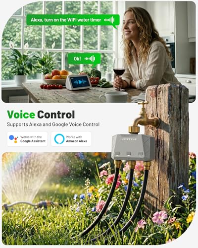 [All-New 2027] 1700FT WiFi Sprinkler Timer 3 Zone with Brass Inlet, Unistyle Smart Hose Timers Compatible Alexa & Google Voice, Water Timer for Garden Hose with Auto & Manual Modes for Garden Lawn