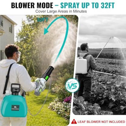2-in-1 Battery Powered Sprayer Compatible for EGO Leaf Blower 530 575 580 - color: Green