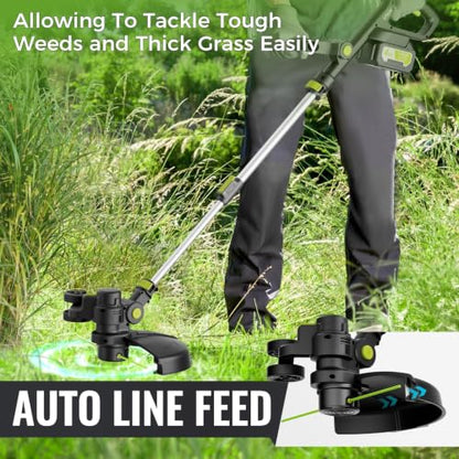 14-Inch Electric Weed Wacker with Dual Line Auto Feed, 4.0Ah Battery