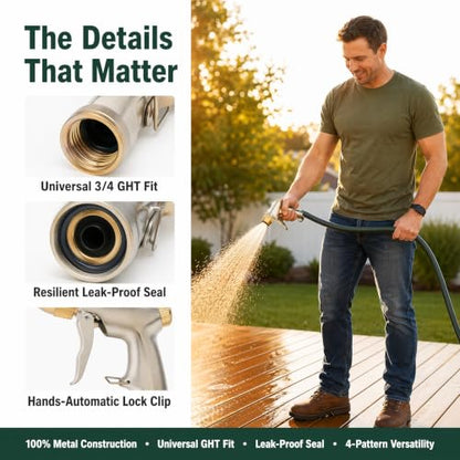 Metal Garden Hose Nozzle 4 Modes Leak Proof High Pressure Lawn Car