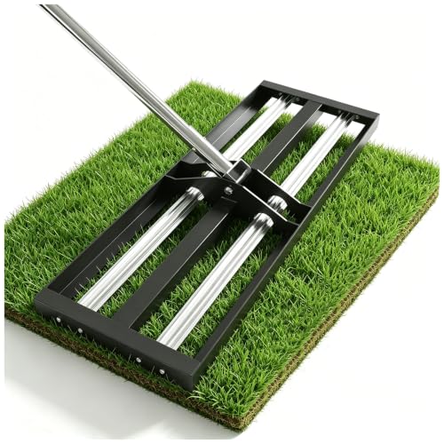Updated Lawn Leveling Rake 40"x10", Yard Leveling Rake with Aluminum Roller - size: 40''x10'' Black