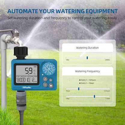 TiFFCOFiO Sprinkler Timer Outdoor, Digital Programmable for Garden Hose, Irrigrtion Timer with Rain Delay and Manual Mode - size: Standard, 1 Pack
