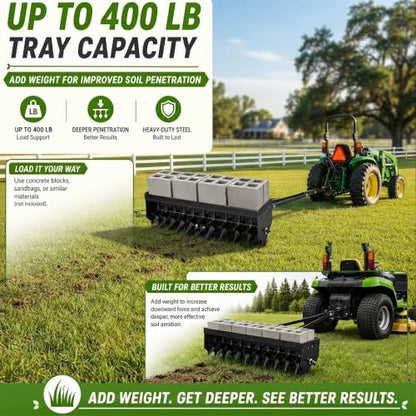 35" Plug Aerator Tow Behind, 400 LBS Tow Behind Spike Lawn Aerator