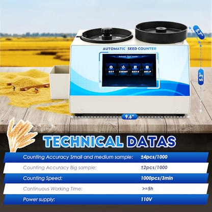 CGOLDENWALL 3Plate Automatic Multi-functions Touchscreen Seeds Counter Machine With Data Storage, Adjustable Speed/Brightness, High Precision Counting for Various Shapes Cereals Seeds Grain