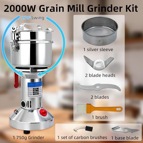 750g Grain Mill Grinder for Flour, Dry Spice & Coffee Bean Grinding