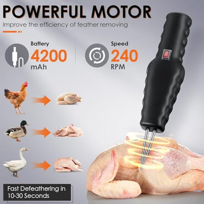 Saillong 2 Pack Handheld Chicken Plucker, Electric Quick Poultry Plucker Machine for Removing The Pin Feathers, Portable Rechargeable Waterproof Feather Plucker for Chicken Duck Goose Bird (Black) - color: Black + Silver + Red