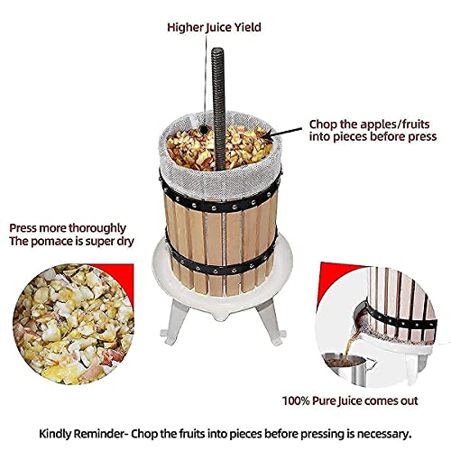 SQUEEZE master Fruit Apple Cider Wine Classic Press- 4.75 Gallon/18L-Solid Wood Basket with Fruit Apple Wine Classic Crusher -7 Litre/1.8Gallon
