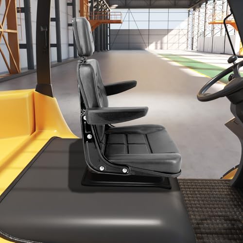 Universal Forklift Seat with Slide Track, Armrest and headrest - size: 18.5 x 9.06 x 16.93inch