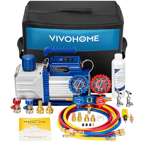VIVOHOME A2L 1/4 HP 3.5CFM 1 Stage AC Vacuum Pump and Manifold Gauge Set - size: 3.5 CFM&3 Way
