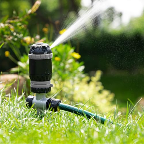 RESTMO Gear Drive Sprinkler with Step Spike Base, Silver - color: Silver, size: 1 Pack