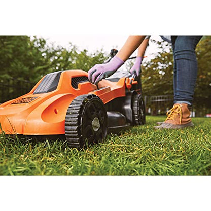 BLACK+DECKER Electric Push Lawn Mower, Corded, 13 Amp, 20-Inch Cutting Deck, 6 Setting Height Adjustment, Compact Storage, Collection Bag (BEMW213)