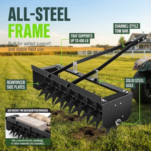 35" Plug Aerator Tow Behind, 400 LBS Tow Behind Spike Lawn Aerator