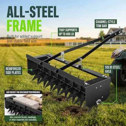 35" Plug Aerator Tow Behind, 400 LBS Tow Behind Spike Lawn Aerator