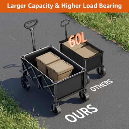 Collapsible Wagon Cart with Wheels & Reflective Stripe 280lbs Heavy Duty