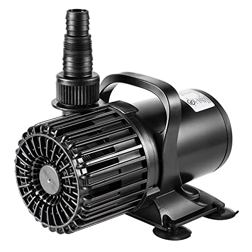 VIVOSUN 1600GPH Sub Water Pump for Pond Waterfall, Statuary, Hydroponics | 100W Pond Pump, Ultra Quiet Aquarium Pump with 15FT. Lift Height for Fish Tank - color: Black Round, size: 11"×7"-1600