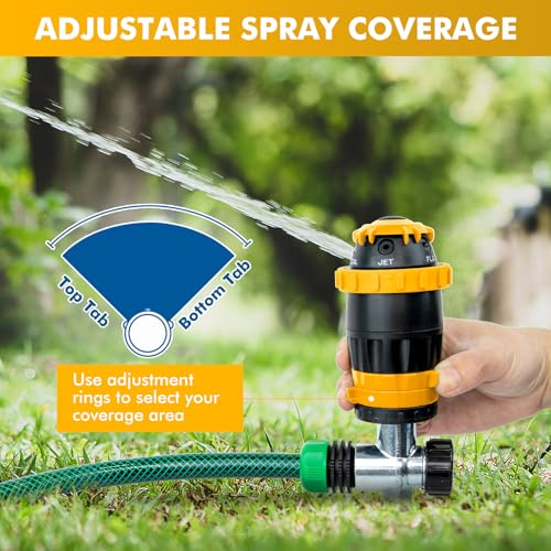 [2 Pack] RESTMO Gear Drive Sprinkler with Metal T-Spike Base,Yellow - color: Yellow, size: 2 Pack