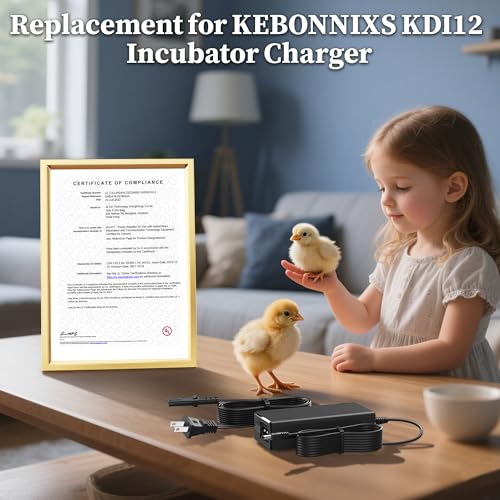 12V Charger for KEBONNIXS KDI-12 KDI12 Egg Incubator Automatic Egg Turner