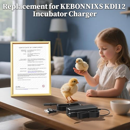 12V Charger for KEBONNIXS KDI-12 KDI12 Egg Incubator Automatic Egg Turner