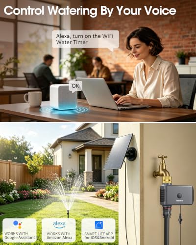 Solar WiFi Water Timer, Smart Solar Hose Timer for Garden, 365-Day Power - size: 1 Zone-Solar