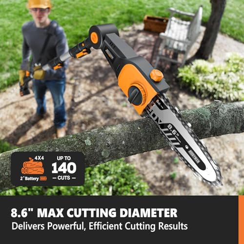 Alloyman 2-in-1 Telescopic Cordless Pole Hedge Trimmer 16'' &Pole Saw 8.6'' - color: BLACK