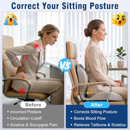 Car Seat Cushion Office Chair Cushion with Lumbar Support Pillow - color: Black Gray