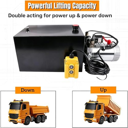 20 Quart Double Acting Hydraulic Power Unit 12V 3200 PSI - color: Double Acting, size: 20 Quart