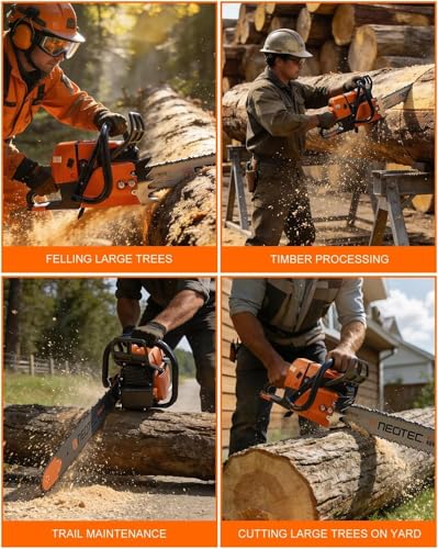 NS892V1 92cc Gas Powered Chainsaw 42" Bar & Chain 5.2KW 7HP 2-Cycle Engine Heavy-Duty Professional Forestry Saw for Large Wood Cutting Compatible with MS660 G660 Parts - size: 42 inch