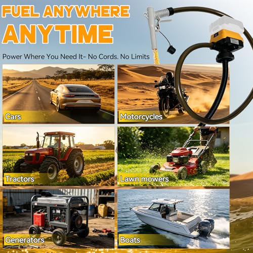 Fuel Transfer Pump with Auto Shut-Off Compatible with DeWalt 20V Battery - color: Black