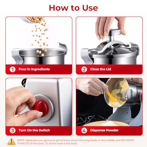 Grain Mill Grinder, 1500g Electric Grain Mill for Flour, 3800W High-speed Wheat Grinder with Bottle-Cap Style Sealing Lid, Commercial Powder Grinder for Dry Spice Bean Coffee Pepper,110V - size: 1500G