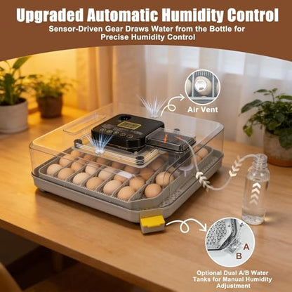 Series IV - 48 Egg Professional Incubator for Breeders, Automatic Sensor-Based Precise Humidity & Temp Control, Adjustable Spacing, Auto Turn & Auto Stop, Preset Incubation Days, Chick Separator - size: 48-Egg Gray