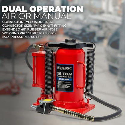 Stark USA 22 Tons Pneumatic Air Bottle Hydraulic Manual Bottle Jack Hoist Maintenance of Automobiles, Agricultural Vehicles, Trucks, Mobile Machinery - size: 22 Tons Pneum