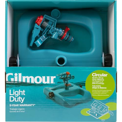 Gilmour Light Duty Circular Impact Sprinkler with Sled Base, Rotating Sprinkler Head with Adjustable Spray Pattern, Lawn Sprinkler for Large Area Coverage