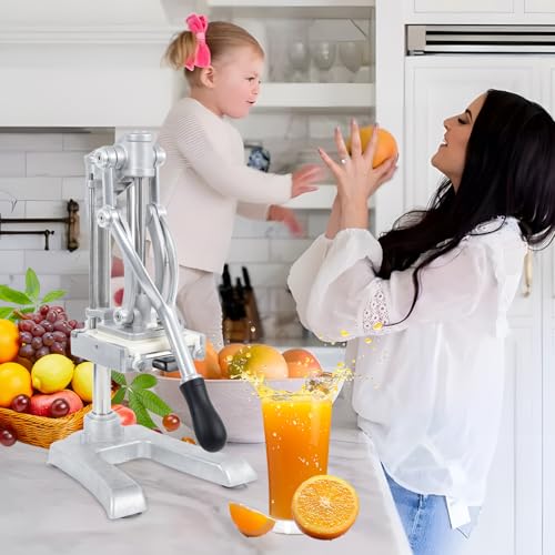 2-in-1 Commercial Manual Juicer & French Fry Cutter, Heavy Duty Cast Aluminum Citrus Press and Vegetable Chopper with 1/4", 3/8" & 1/2" Stainless Steel Blades for Potato, Orange & Lemon - size: 2-in-1 Juicer & Chopper + 3 Blades