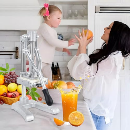 2-in-1 Commercial Manual Juicer & French Fry Cutter, Heavy Duty Cast Aluminum Citrus Press and Vegetable Chopper with 1/4", 3/8" & 1/2" Stainless Steel Blades for Potato, Orange & Lemon - size: 2-in-1 Juicer & Chopper + 3 Blades