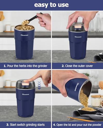 Hermolante Herb Spice Grinder, One-key Start, 80g Capacity