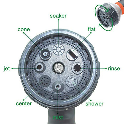 Garden Hose Nozzle 2 Pack Heavy Duty Hose Spray Gun 8 Way High Pressure