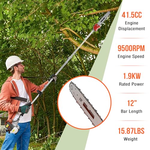 41.5cc Gas Hedge Trimmer Weed Eater 5 in 1 Multi Functional Trimming Tools - color: Orange