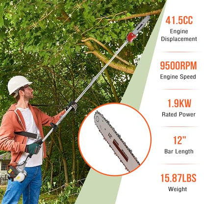 41.5cc Gas Hedge Trimmer Weed Eater 5 in 1 Multi Functional Trimming Tools - color: Orange