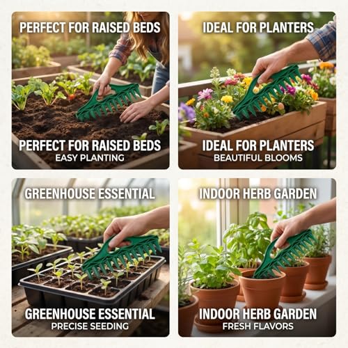Handheld Seed Spreader Tool – Precision Row Seeder for Vegetables, Flowers & Herbs – Durable & Ergonomic Plastic Planter for Even Spacing